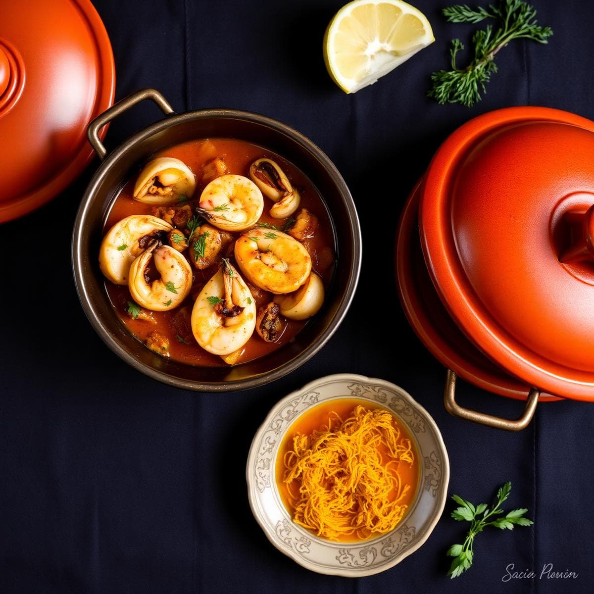 Seafood tagine with saffron steam
